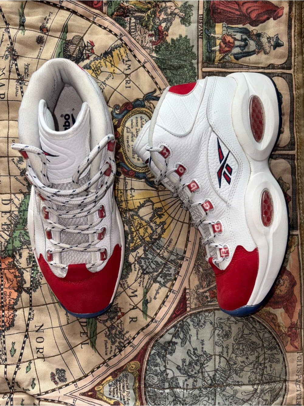 Reebok White Sneakers with Red Accents